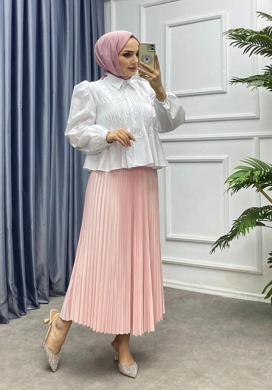 Jupe effet satiné plissée