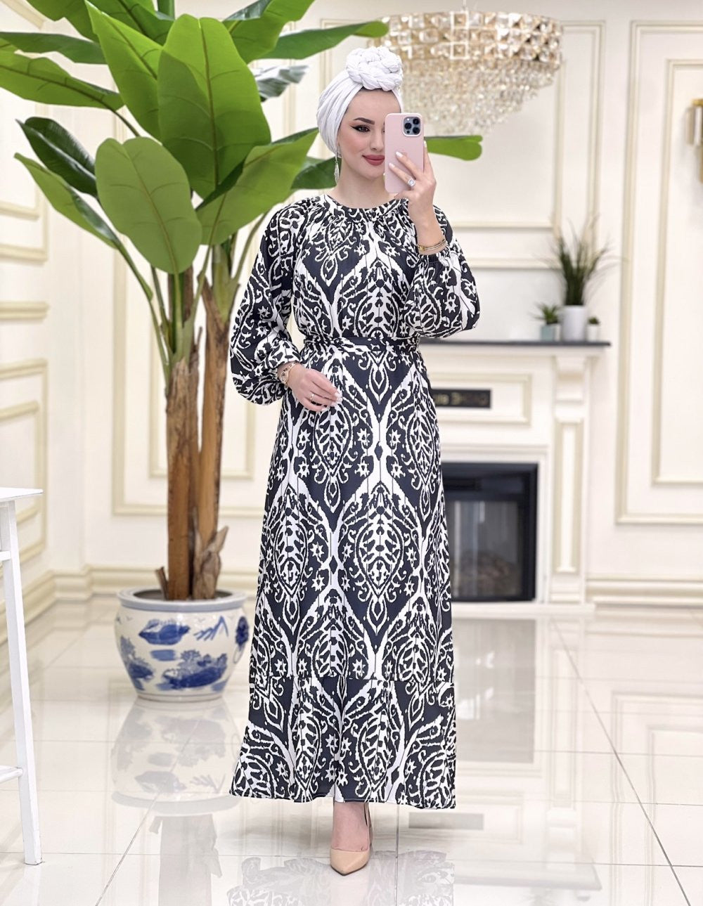 Satin print dress