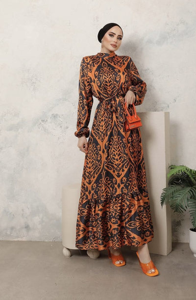 Satin print dress