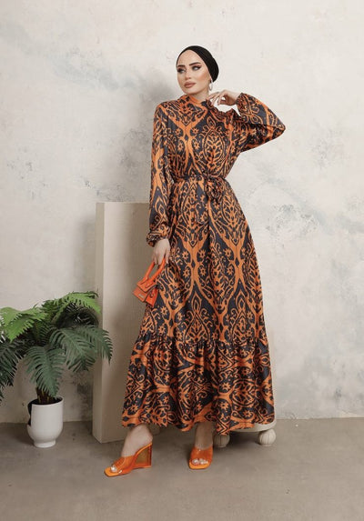 Satin print dress