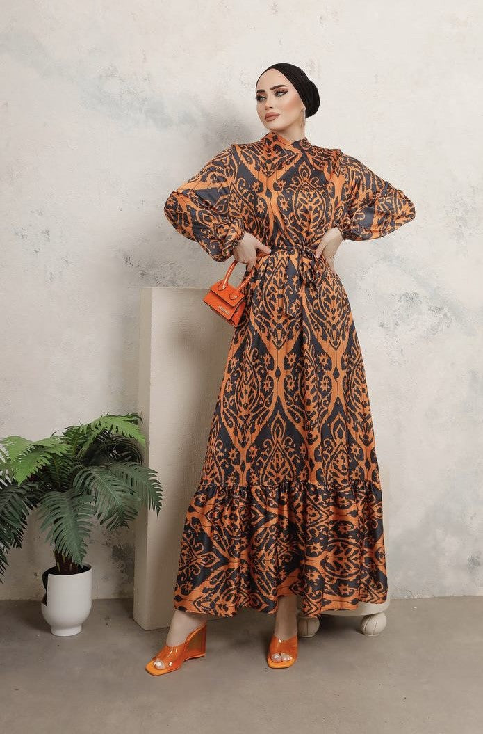 Satin print dress